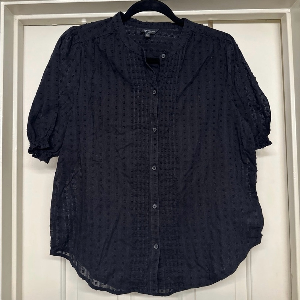 Lucky Brand Black Button-Up Blouse